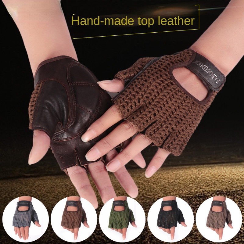 Leather Driving Glove - Unisex zomerse halve vinger retro handschoenen